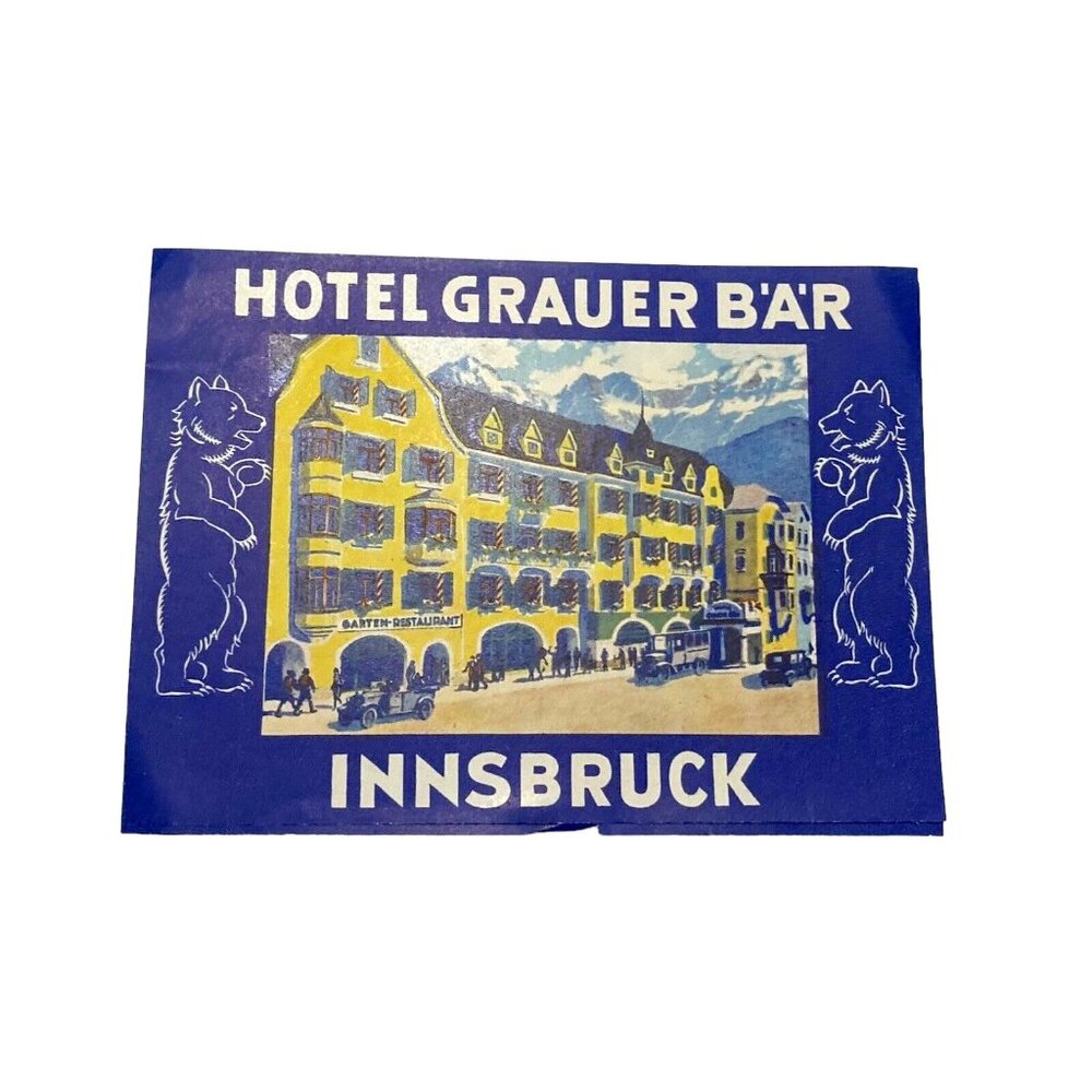 Vintage 1950s Hotel Bauer Grunwald Venice Italy Paper Luggage Label Unused